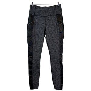 Athleta Womens Herringbone Luxe Metro Drifter Leggings Size S Black Faux Leather